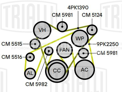Ролик привод. ремня для автомобилей Toyota Land Cruiser 200 (07-) 4.5d [VD] (натяжной) ремня висконагревателя (CM 5124)