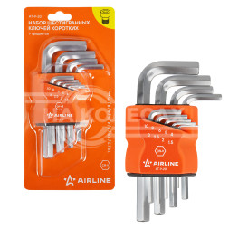 Набор шестигранных ключей коротких инбус 9 предметов (1.5,2,2.5,3,4,5,6,8,10мм) пласт.подвес