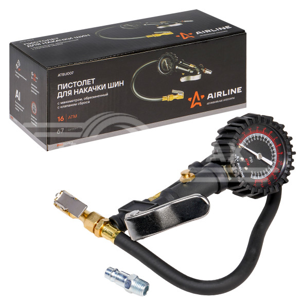 Пистолет для накачки шин 16 АТМ PRO с манометром обрезин. с клапаном сброса