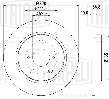 Диск тормозной задний для автомобилей Toyota Corolla (06-)/Auris (06-) d=270 окрашенный