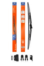 Щетка стеклоочистителя 650 мм (26&quot;) каркасная грузовая 3 адаптера в комплекте