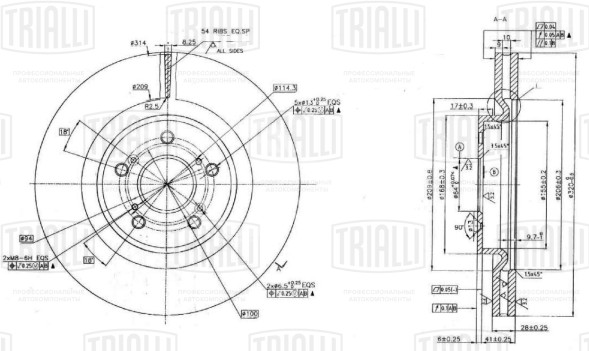 Диск тормозной передний для автомобилей Haval F7 (19-) d=320