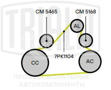 Ролик привод. ремня для автомобилей BMW 3 (E90) (05-) 1.6i/2.0i/2.0d/3.0d (опорный) (28x80) (CM 5168)
