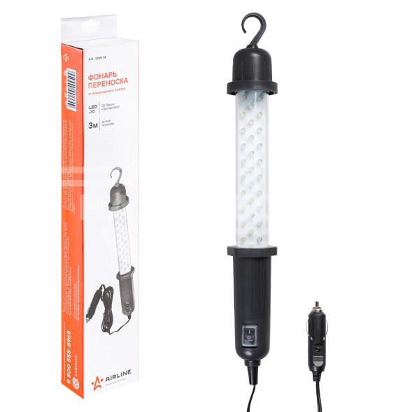 Фонарь переноска от прикуривателя 12В LEDx30, провод 3 м