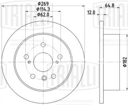 Диск тормозной для автомобилей Toyota Camry (01-) задний d=269 окрашенный