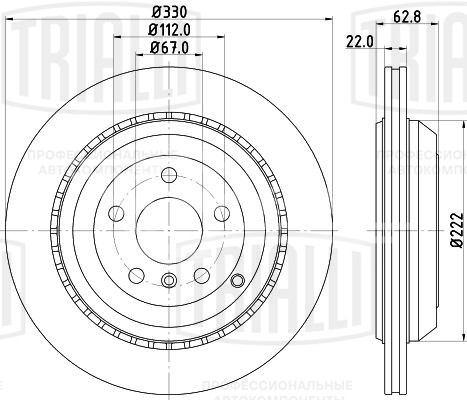 Диск тормозной задний для автомобилей Mercedes GL (X164) (06-) / ML (W164) (05-) / R (W251) (06-) d=330 окрашенный
