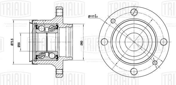 Ступица задняя в сборе с подшипником для автомобиля Лада 2108-21099/2110-2112/1118/2190