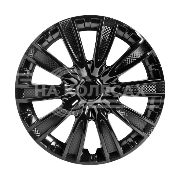 Колпаки колесные 16&quot; &quot;Торнадо&quot;, черный глянец, карбон, компл. 2 шт.