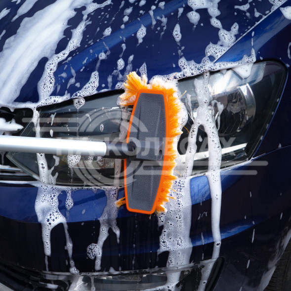 Швабра с насадкой для шланга, щеткой 20см и ручкой 150см