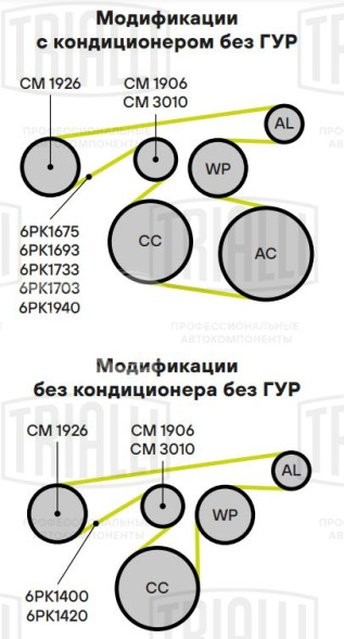 Ролик привод. ремня для автомобилей Toyota Corolla E120 (00-)/Avensis T250 (03-) 1.4i/1.6i/1.8i [4ZZ; 3ZZ; 1ZZ] (с натяжным механизмом) (CM 1906)