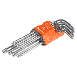 Набор Г-образных ключей TORX инбус с отв. 9 предметов (Т10, Т15, Т20, Т25, Т27, Т30, Т40, Т45, Т50) пласт.подвес