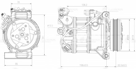 Компрессор кондиционера для автомобилей Volvo S60 II (06-)/S80 II (06-)/XC60 (08-)/XC70 (07-)