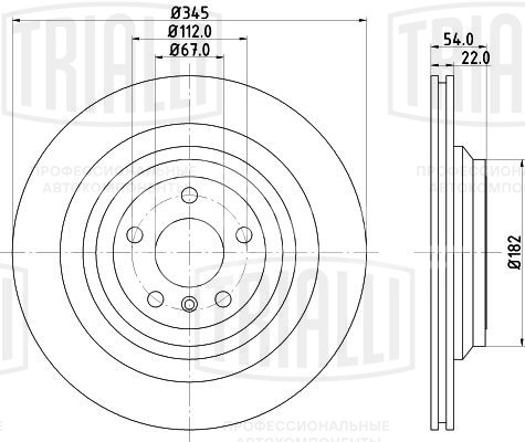 Диск тормозной для автомобилей Mercedes GL (X166) (12-) / GLE (W166) (15-) / GLS (X166) (15-) / ML (W166) (11-) задний d=345