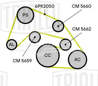 Ролик приводного ремня для автомобилей Great Wall Hover Н5 (10-)/Haval H9 (17-) 2.0d [4D20] с натяжным механизмом