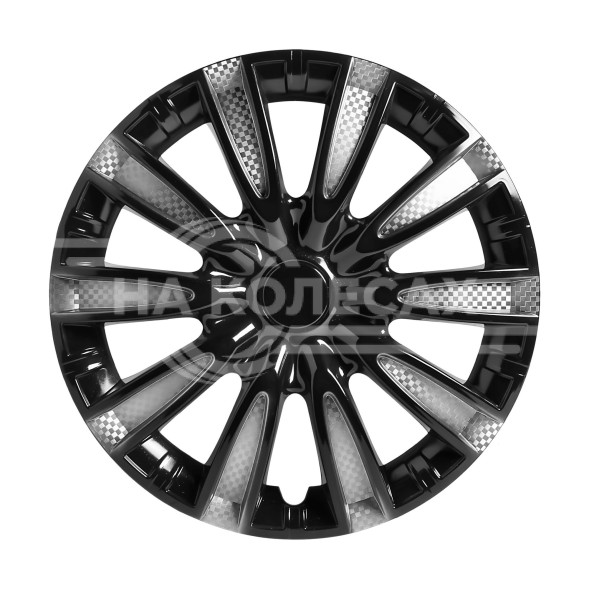 Колпаки колесные 16&quot; &quot;Торнадо Т&quot;, серебристый/черный, карбон, компл. 2 шт.