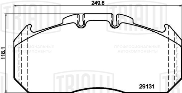 Колодки тормозные дисковые для автомобилей Neoplan, ПАЗ, MAN, DAF, Renault, Iveco (WVA № 29131) с монтажным комплектом