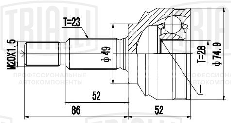 ШРУС наружный для автомобилей Renault Logan II (12-) 1.6i (23х28 шлц.)