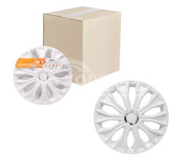 Колпаки колесные 16&quot; &quot;Волтек&quot;, белый глянец, хром кольцо, компл. 2 шт.