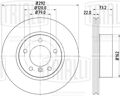 Диск тормозной передний для автомобилей BMW 1 (E81) (04-) / 3 (E90) (04-) d=292