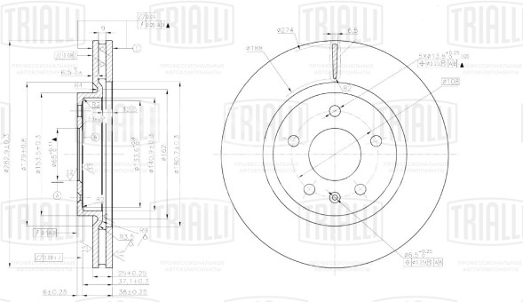 Диск тормозной передний для автомобилей Chery M11 (08-) d=283