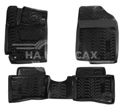 Ковры для Hyundai Solaris I (10-17), 4 шт., (крепеж), выс. борт, 3D с подпятником, ТЭП, черн.