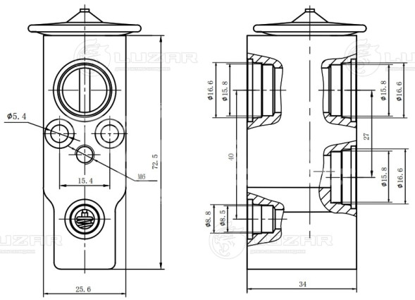 Клапан расширительный кондиционера (ТРВ) для автомобилей Mazda 6 (02-)/CX-7 (06-)