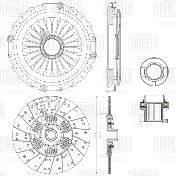 Комплект сцепления в сборе для автомобилей DAF CF 75 (01-)/CF (13-)  430мм (AS Tronic/Ecosplit 4)