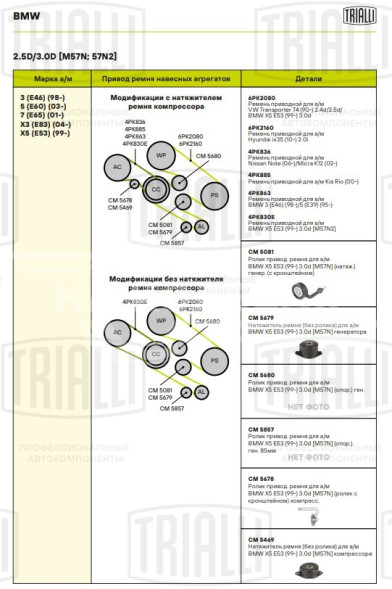 Натяжитель ремня (без ролика) для автомобилей BMW X5 E53 (99-) 3.0d [M57N] генератора