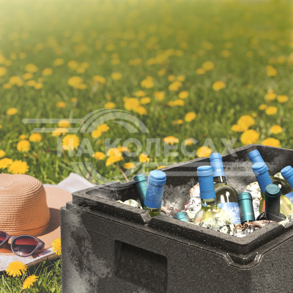 Термоконтейнер с крышкой 32 л, 600*400*240мм, ВПП, цвет черный