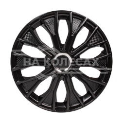 Колпаки колесные 16&quot; &quot;Волтек&quot;, черный глянец, хром кольцо, компл. 2 шт.