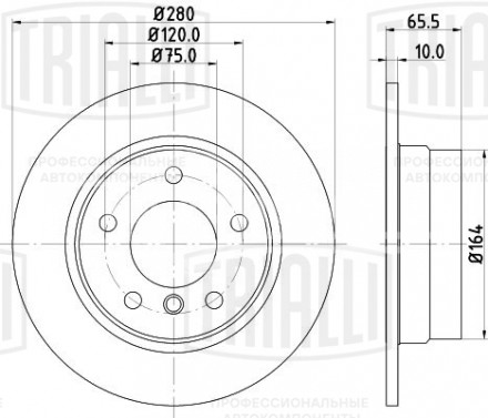 Диск тормозной задний для автомобилей BMW 1 (E81) (04-) d=280