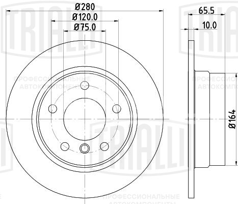 Диск тормозной задний для автомобилей BMW 1 (E81) (04-) d=280