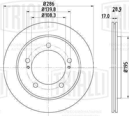 Диск тормозной передний для автомобилей Suzuki Grand Vitara (98-) d=287