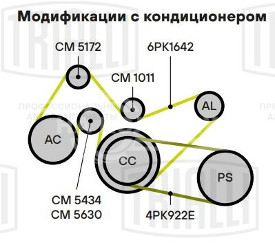 Ролик привод. ремня для автомобилей Ford Transit (06-)/Peugeot Boxer (06-)/Citroen Jumper (06-) 2.2TDCi (опорный) ребристый (CM 5172)