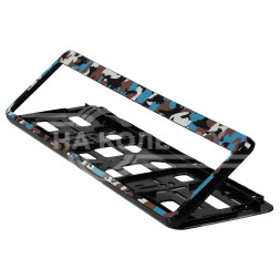 Рамка под номерной знак, камуфляж &quot;Амёба&quot;, рамка-книжка, цвет син./сер./черн.