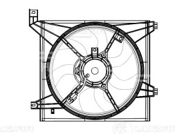 Электровентилятор охлаждения для автомобилей KIA Cerato I (04-) 1.6i/2.0i (с кожухом)