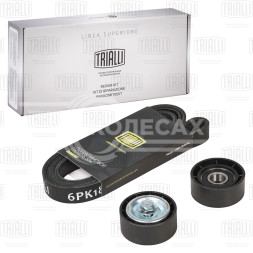 Ремкомплект привода для автомобилей Лада Largus  (12-)/Logan (04-) 1.6i [К4M; К7M] A/C ГУР (ремень 6PK1820 + натяжитель + опорный ролик)