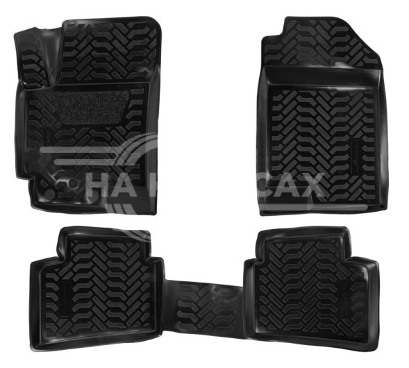 Ковры для Hyundai Solaris II (17-)/Kia Rio IV (06.2017-), 4 шт., (крепеж), выс. борт, 3D с подпятником, ТЭП, черн.