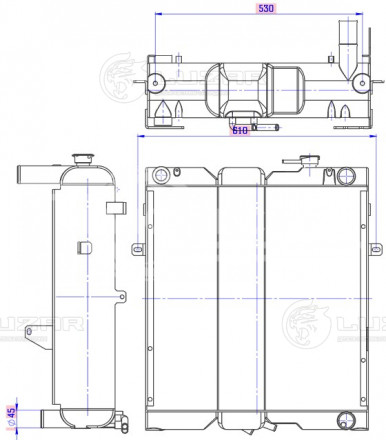 Радиатор охл. для экскаваторов-погрузчиков Komatsu WB93R/S-5; WB97R/S-5 с дв. SAA4D104E-1
