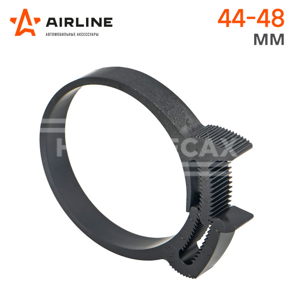 Хомут 44-48/9 мм, силовой зубчатый замок, пластик (ПА66) черный