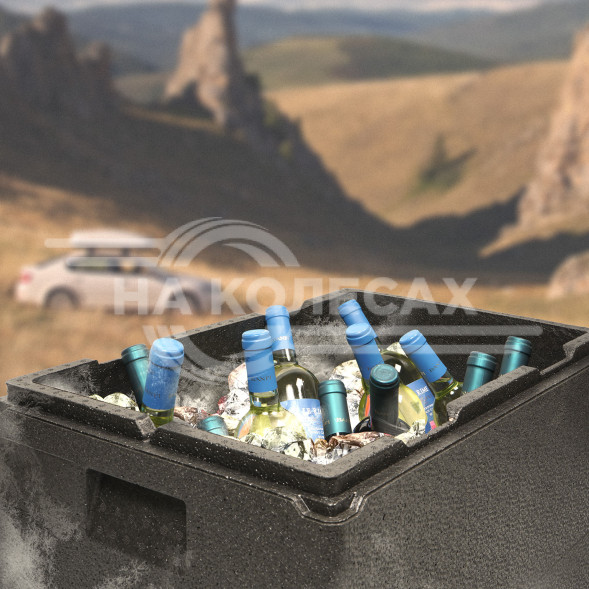 Термоконтейнер с крышкой 46 л, 600*400*320мм, ВПП, цвет черный