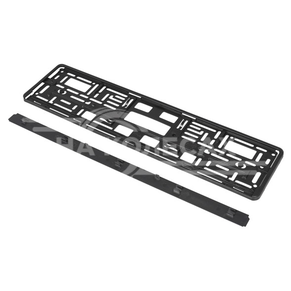 Рамка под номерной знак (без надписи) с нижней запорной планкой, черная