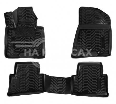 Ковры для Hyundai Tucson (15-), 4 шт., выс. борт, 3D с подпятником, ТЭП, черн.