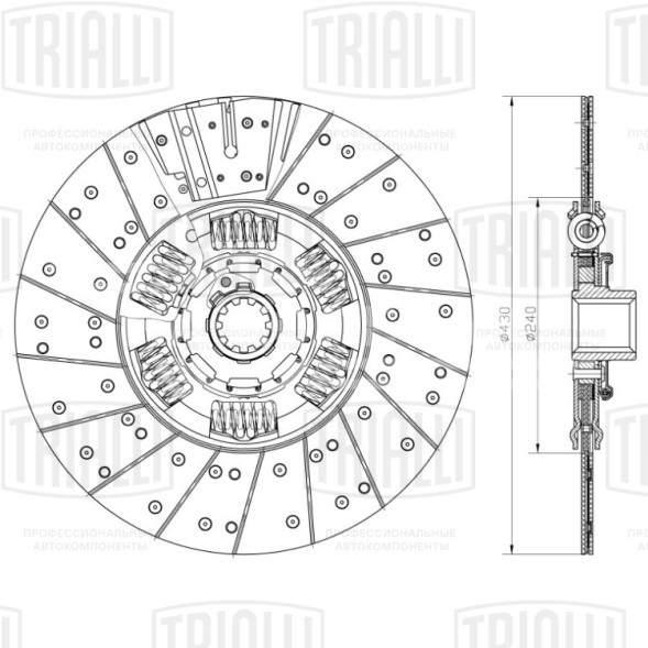 Диск сцепления ведомый для автомобилей DAF CF 75(01-)/ CF 85(06-)/ CF(13-); MAN TGA(00-)/ TGX/TGS(07-) (430мм)
