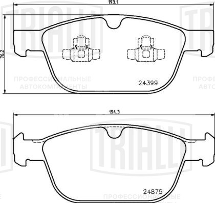 Колодки тормозные дисковые передние для автомобилей Volvo XC60 (08-) 193x76