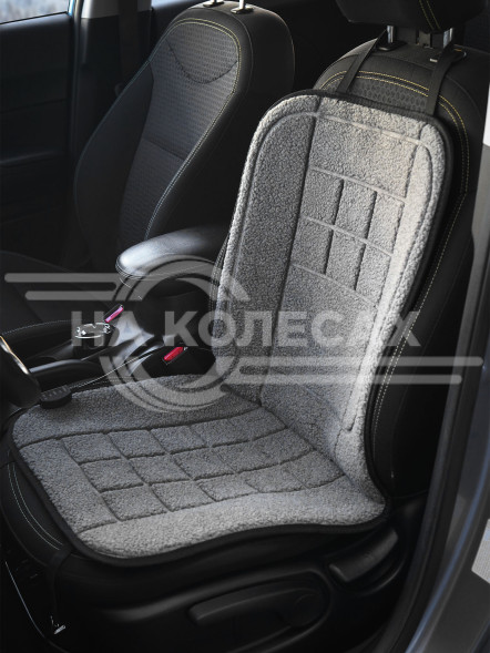Накидка с подогревом на переднее сиденье 12 В, 35/45Вт, 100*50 см, искусств.мех, серая