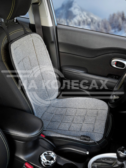 Накидка с подогревом на переднее сиденье 12 В, 35/45Вт, 100*50 см, искусств.мех, серая