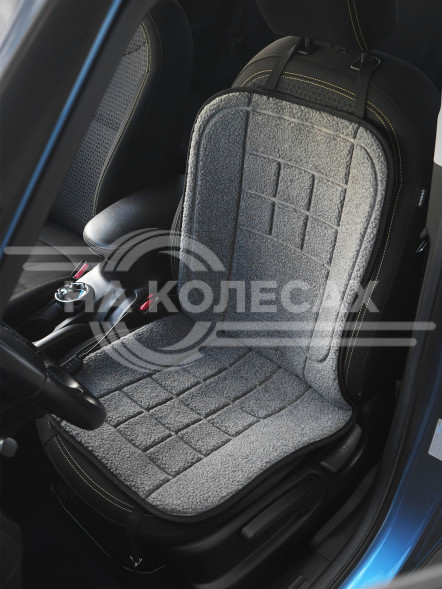 Накидка с подогревом на переднее сиденье 12 В, 35/45Вт, 100*50 см, искусств.мех, серая