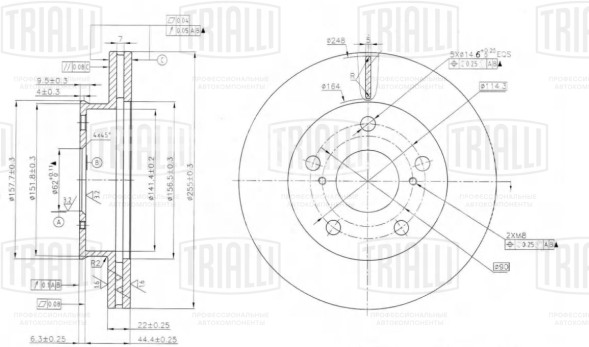 Диск тормозной передний для автомобилей Toyota Mark II X90 (92-)/X100 (96-) d=255
