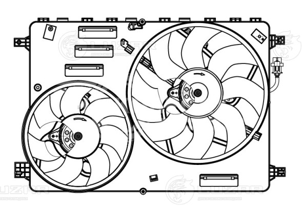 Электровентилятор охлаждения для автомобилей Volvo XC60 (08-)/XC70 (06-) (2 вент.) (с кожухом)